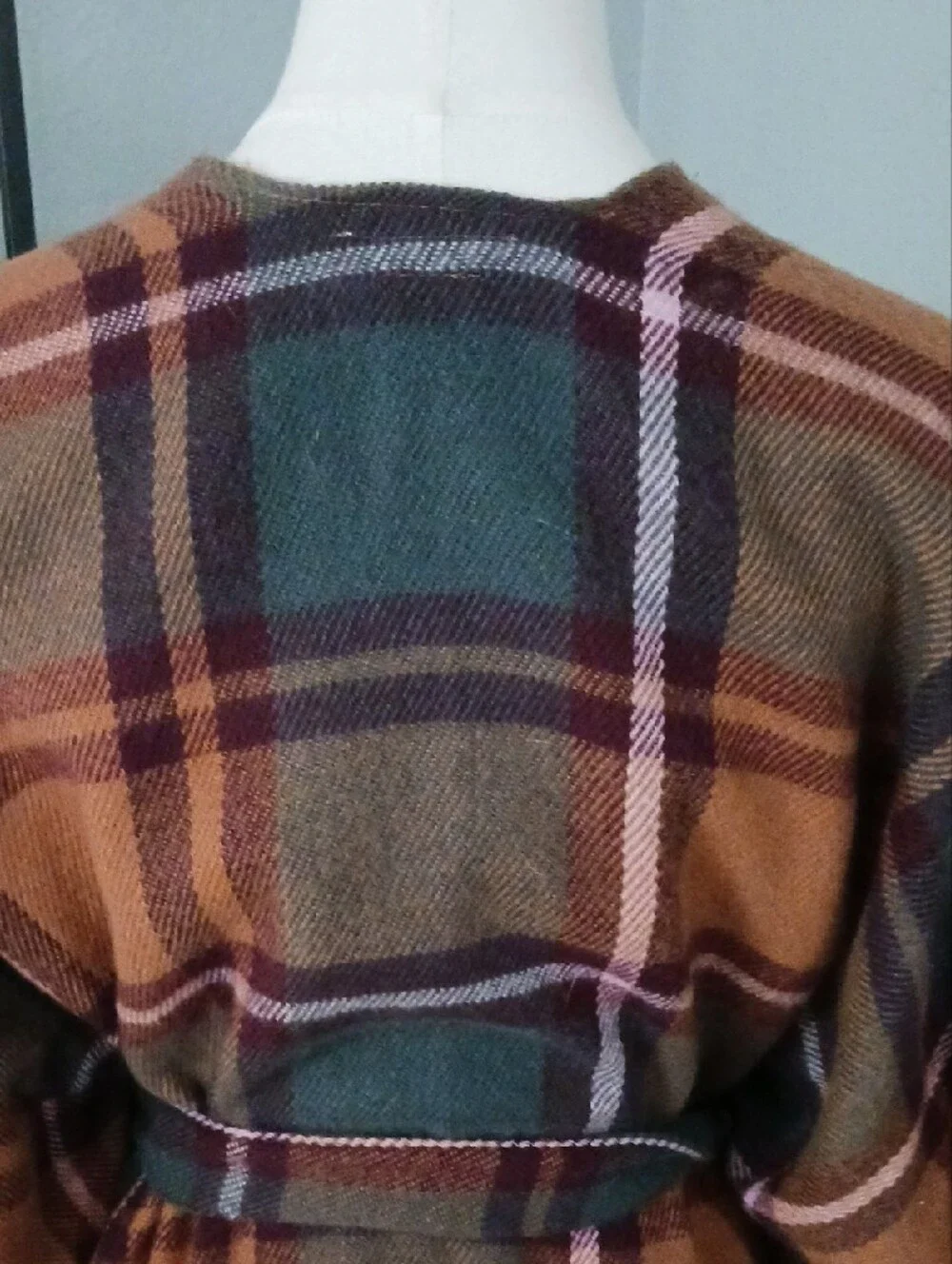 David and Young Caramel and Teal Plaid Fringe Wrap